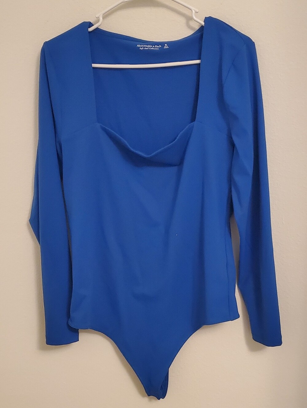Abercrombie & Fitch Cobalt Blue Long-Sleeve Square Neck Bodysuit